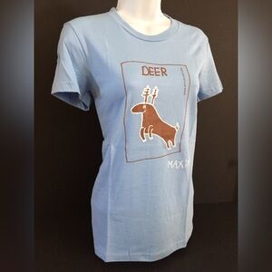 American Apparel Deer Graphic Tee Animal Art from Maximsart Blue T-shirt